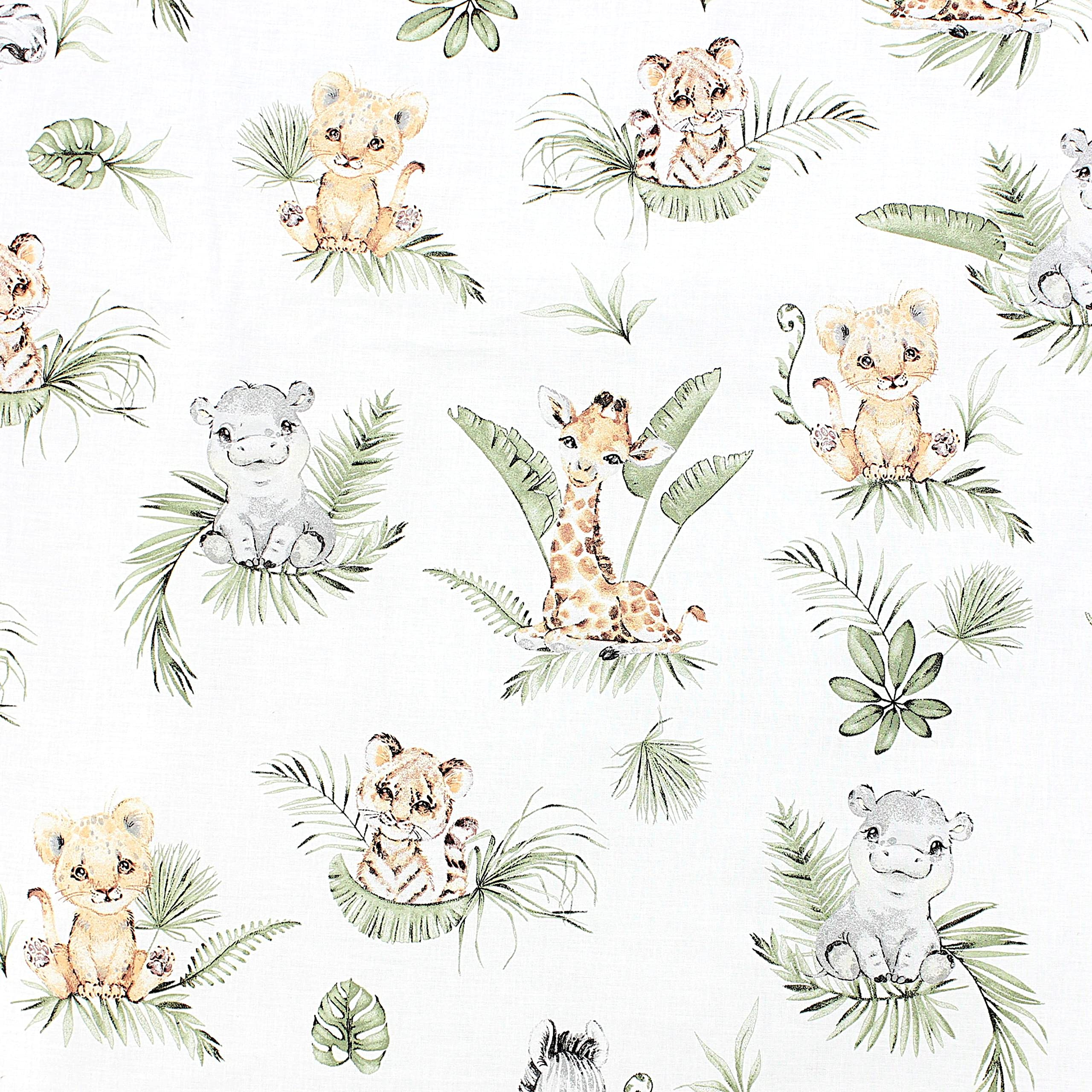 TupTam Krabbeldecke für Baby 120x120 cm - Gepolsterte Spieldecke Baby Baumwolle, XXL, OEKO-TEX, Weich & Hautfreundlich, Farbe: Safari/Löwe/Braun/Blätter/Grün