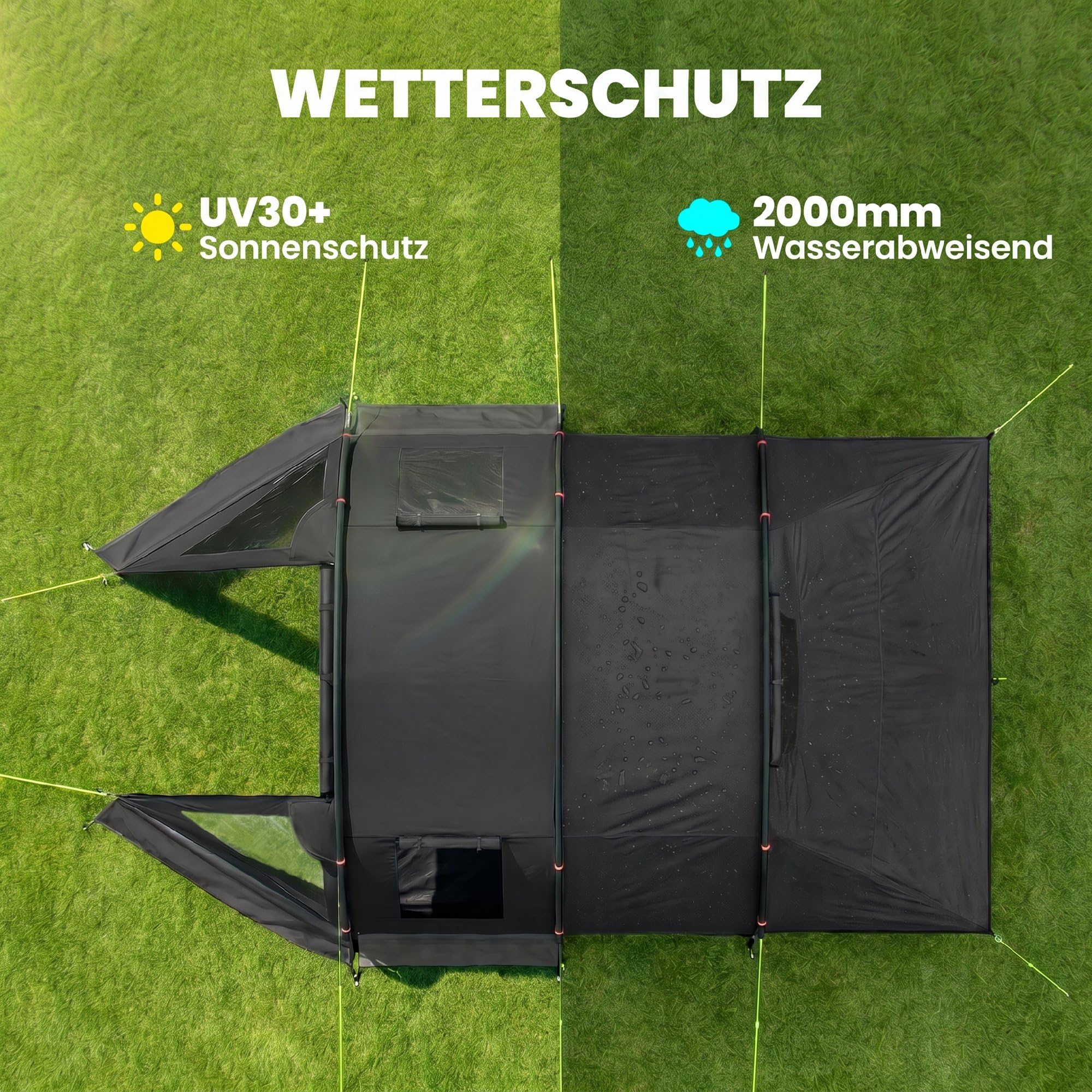 Outsunny Campingzelt für 3 Personen leicht, stabil Familienzelt mit Tür Fenster, Packtasche, groß Tunnelzelt mit 2000mm Wassersäule Zelt für Camping Reise Trekking Garten