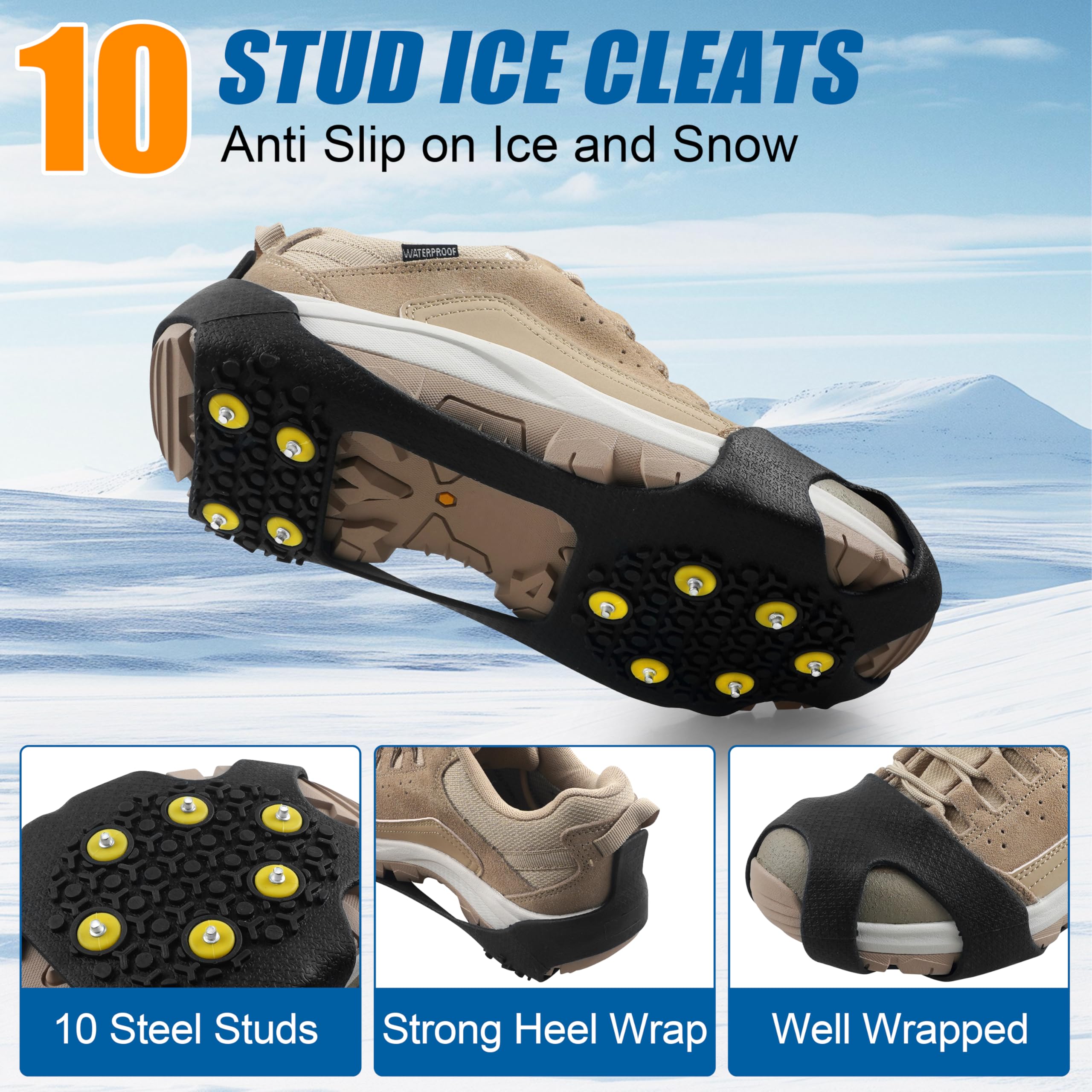 AGOOL Ice Cleats Snow Traction Cleats raki do butów i butów antypoślizgowe kalosze do chodzenia po śniegu i lodzie gumowe knagi do chodzenia antypoślizgowe raki