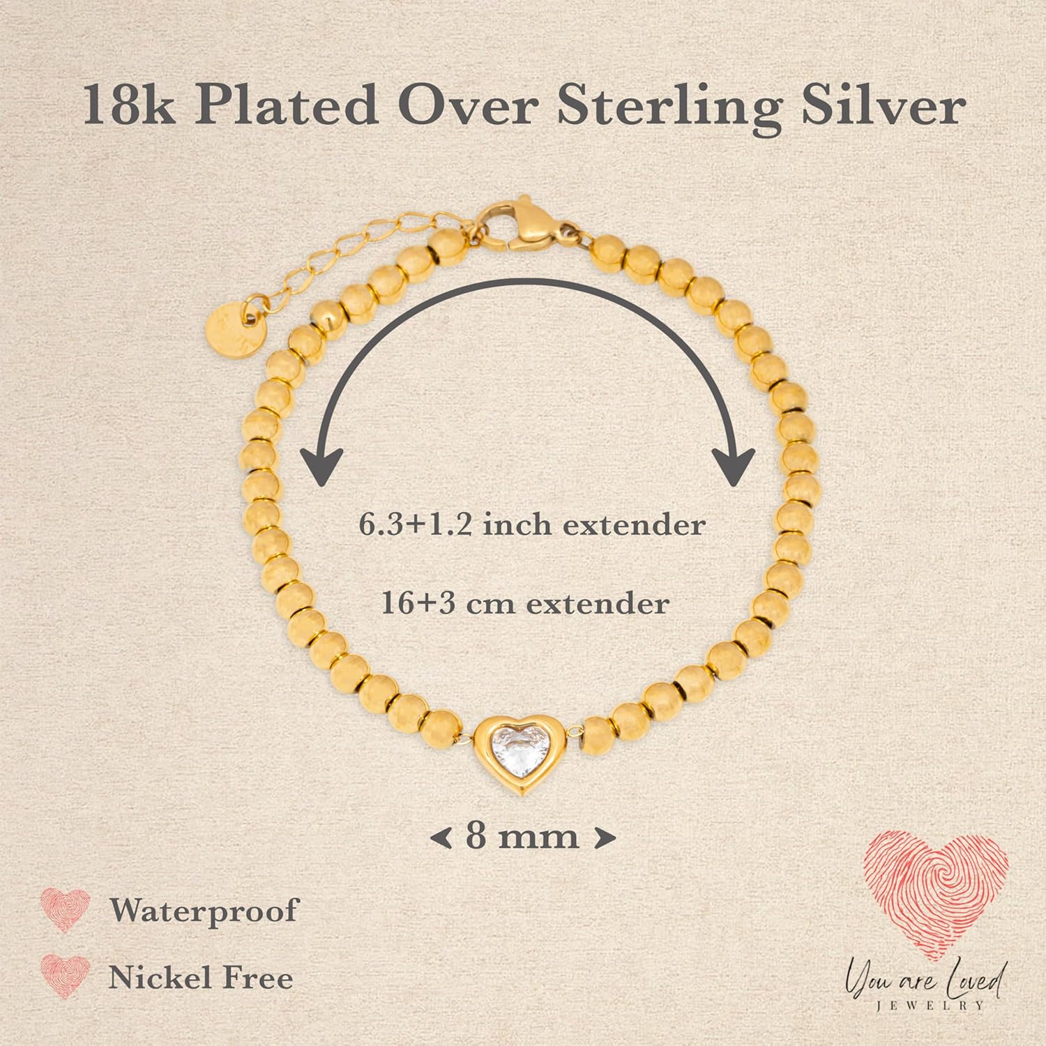 Heart to Heart Adjustable Bracelet for Women | Sterling Silver & Gold Plated Jewelry Gift | Sentiment Card Included | Dainty Charm Bracelet | Present for Daughter, Friend, or Mom | You Are Loved Jewelry - Image 7