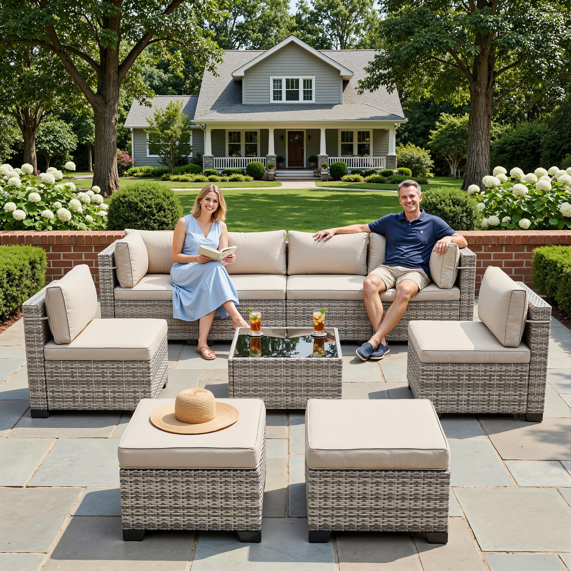 Outdoor PE Wicker Rattan Modular Patio Sectional Sofa Set