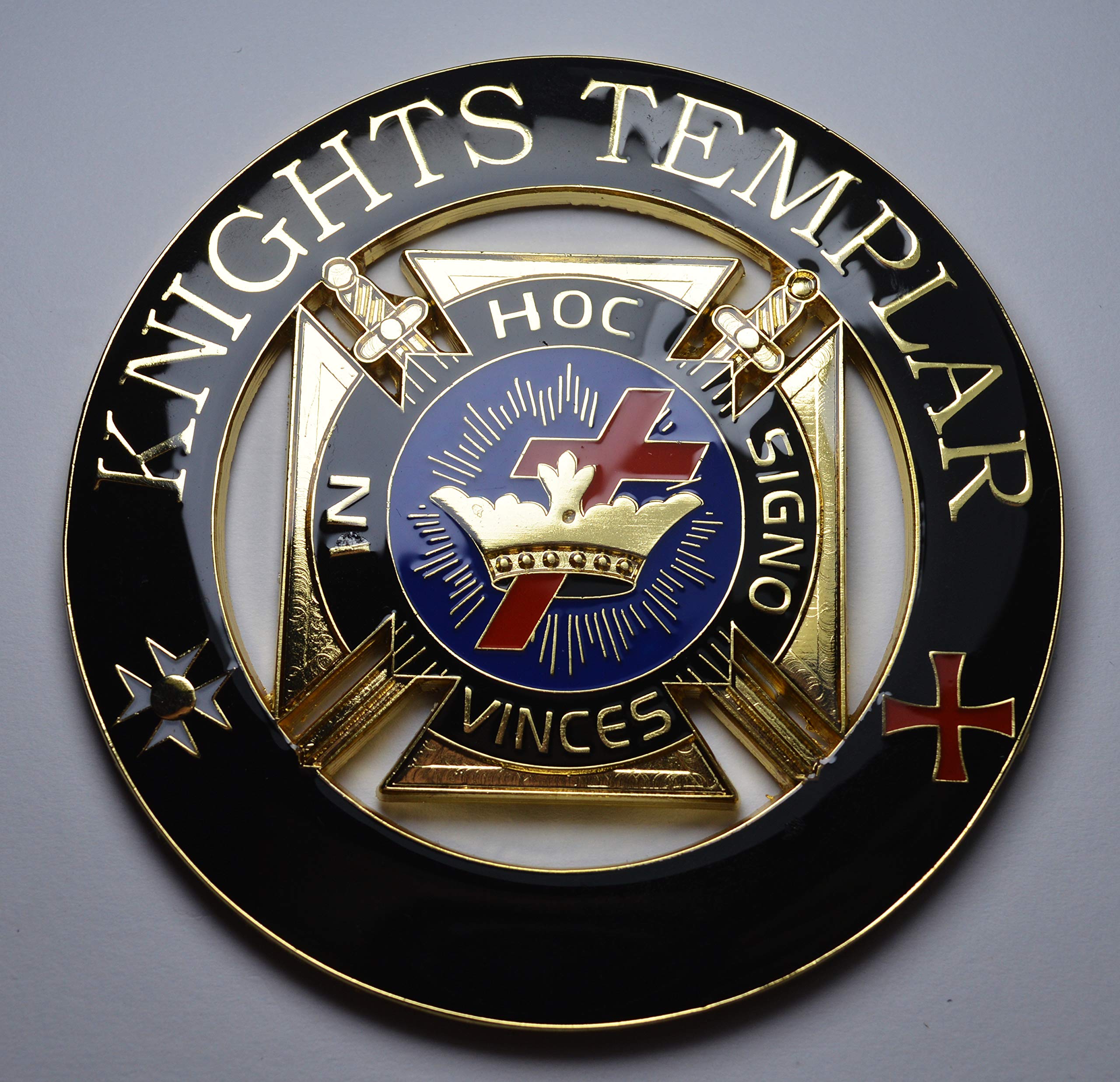 The Commemorative Coin Company Large Enamelled Masonic Car Emblem/Decoration/Badge/Decal. Knights Templar. Freemasonry, Masons, Lodge. Enamel Badge, 75Mm