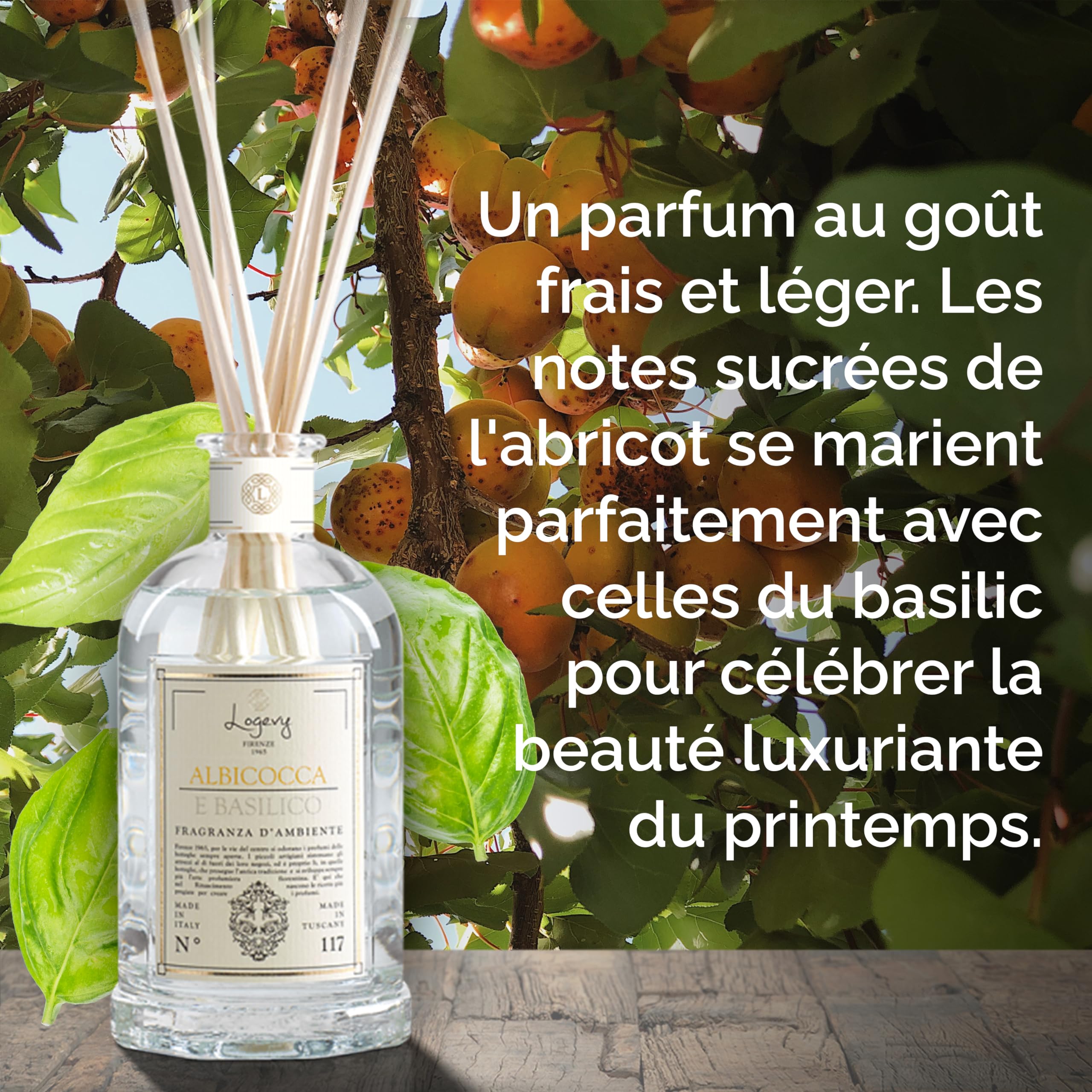 LOGEVY - Parfumeur d'ambiance pour le bien-être de la Personne et de la Maison - Abricot et Basilic (500 ml New 2022)