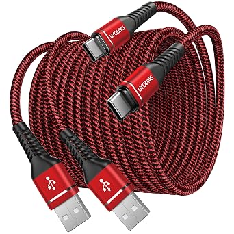 USB to USB C Cable [60W, 6FT 2Pack] Type A to Type C Charger Cord Braided Fast Charging Cable for iPhone 17 Pro Max, 16/15 Plus, iPad Pro/Air/10, Samsung, Android Phones - Red