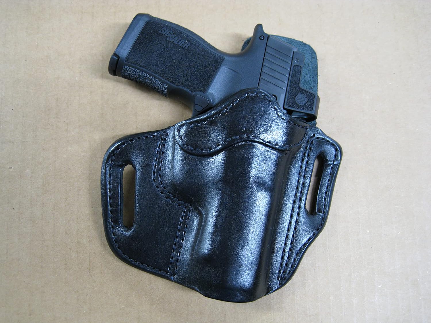 Azula Gun Holsters Leather 2 Slot Molded Pancake Belt Holster for Sig Sauer P365xl 365XL Romeozero Red Dot Sight CCW Black Right Hand