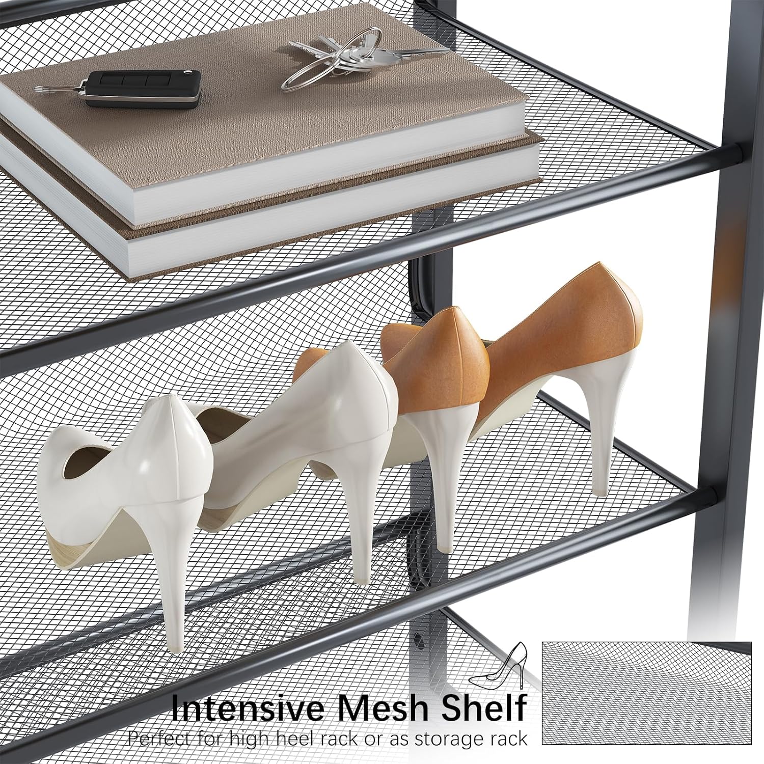 Garden 4 you Shoe Rack 8 Tiers Shoe Storage Organizer,Large Capacity Storage Rack with White Tabletop,Adjustable Metal Shelf Stackable Shoe Shelf for Entryway Hallway Living Room Closet