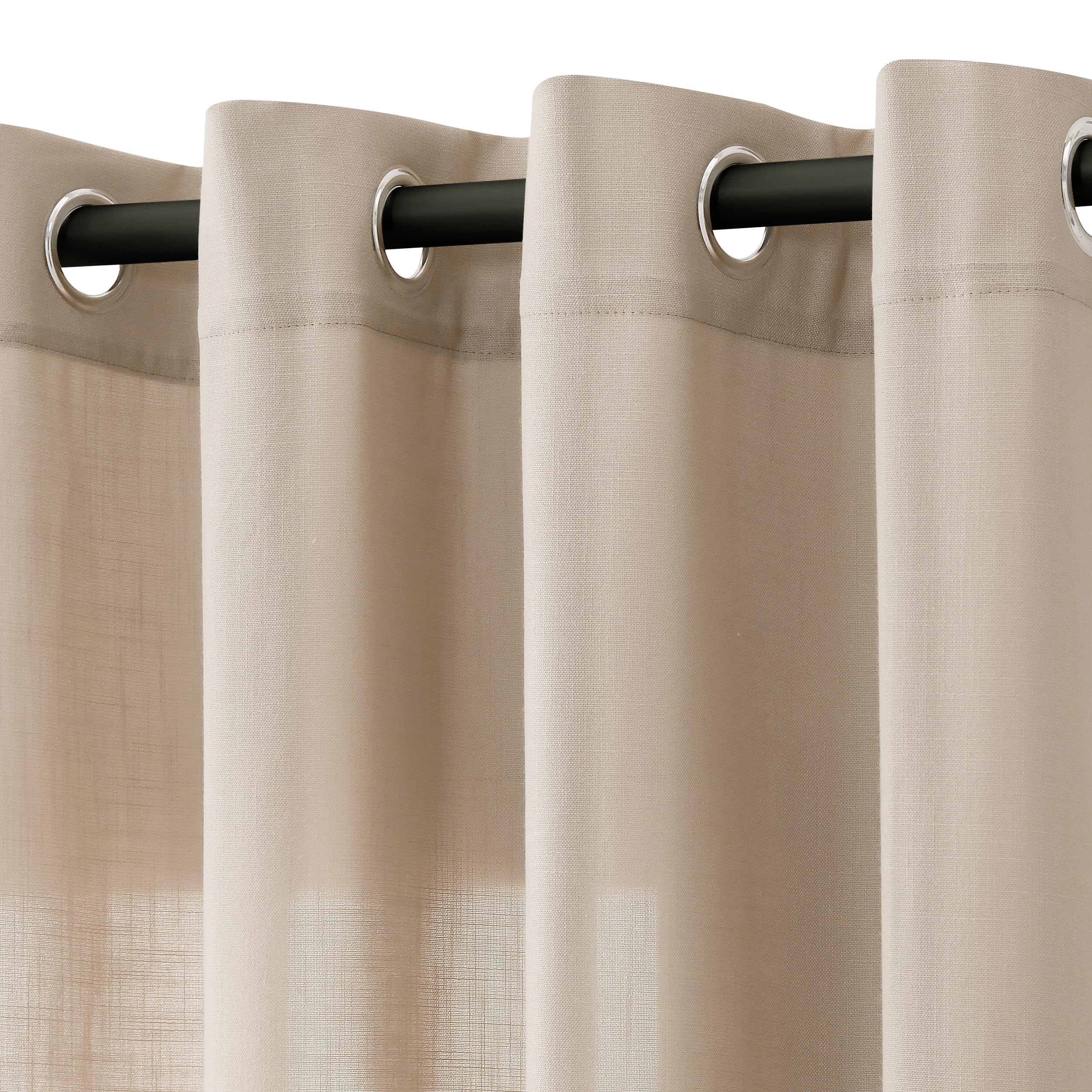 Nanspring Extra Long Linen Curtains 120 Inches Long Grommet Tan
