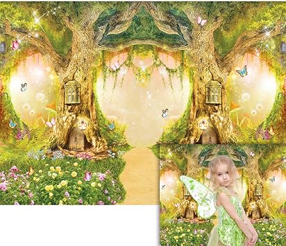 7x5ft Spring Enchanted Garden Backdrop Forest Fairy Wonderland Woodland Background Wedding Baby Shower Birthday Party Banner Cake Smash Decor Studio Portrait Prop Photobooth SK6251B