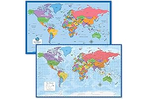 2 Pack Kids World Maps - Let's Explore The World!