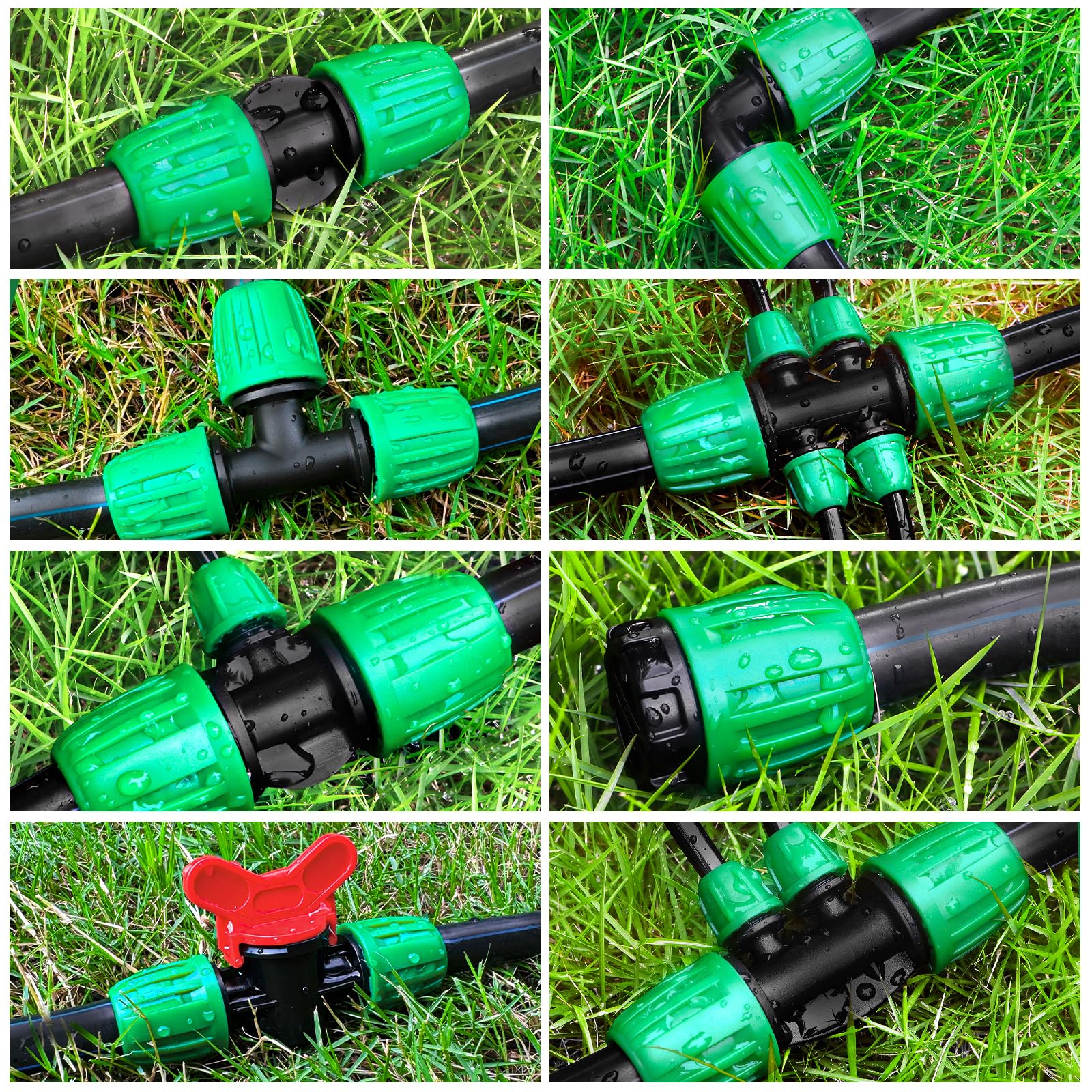 Kit de 20 accesorios de riego por goteo de 1/2 pulgada (1/2 pulgada de diámetro interior x 0.67 pulgadas de diámetro exterior), piezas de púas bloqueadas de riego de línea de goteo para tubos de riego
