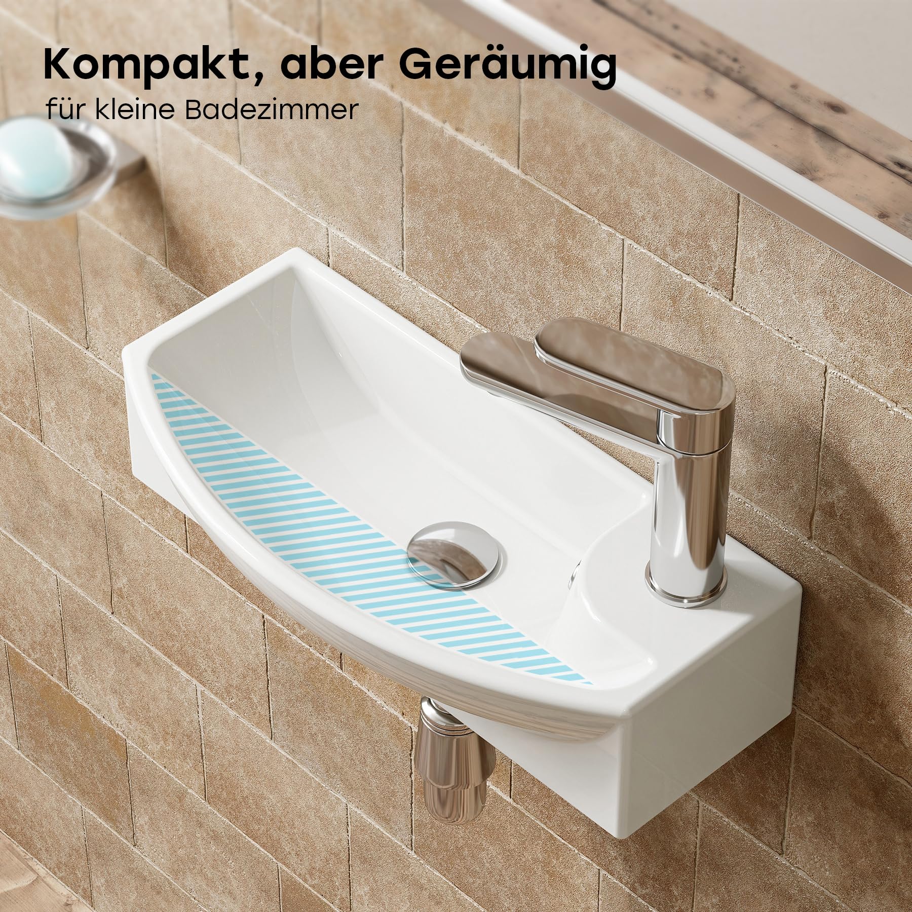 HOROW Waschbecken Klein Gäste WC 45 cm Breit Weiß