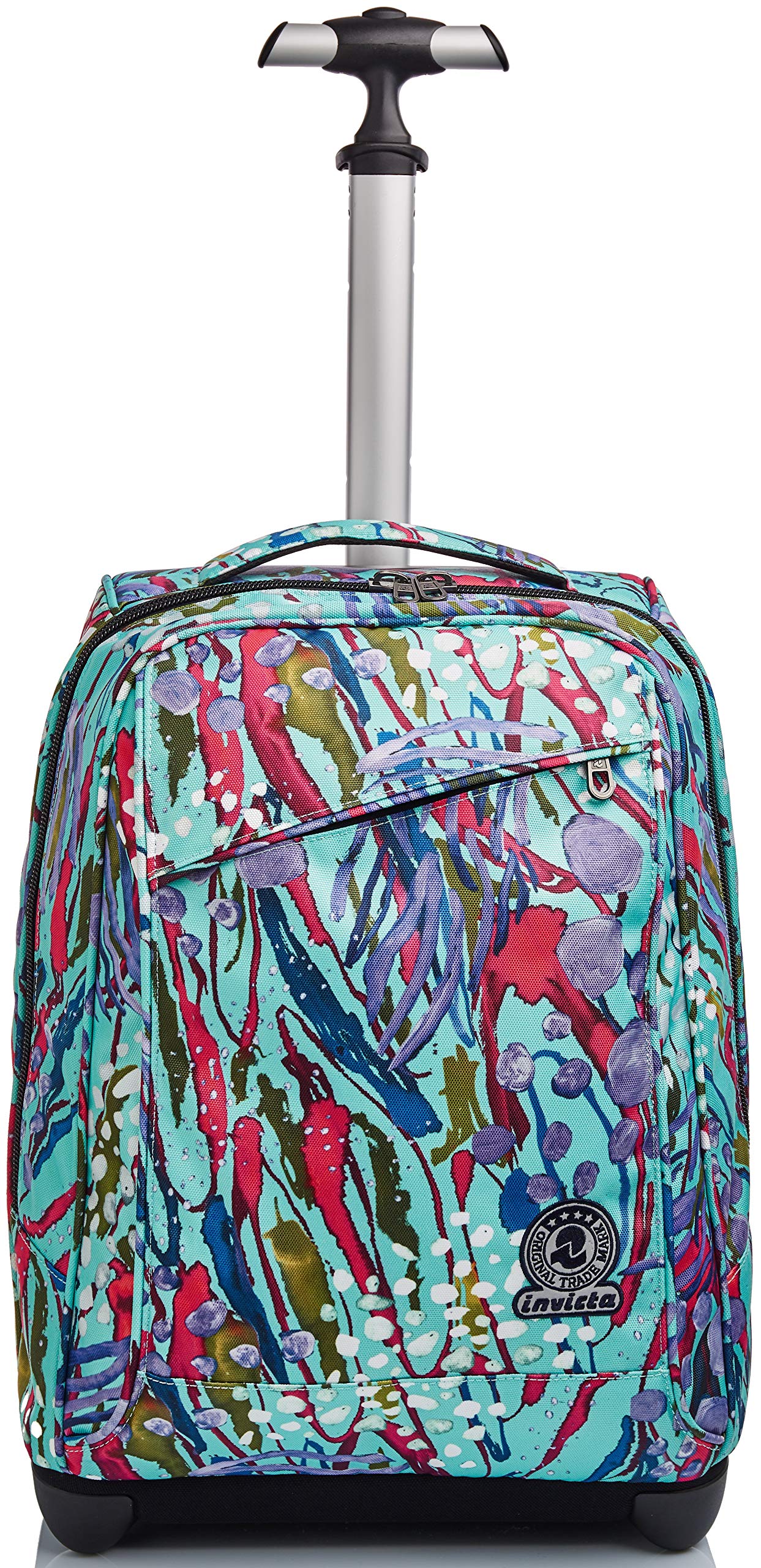 Invicta Mochila con Ruedas, ABSTRACT JUNGLE, Bolsa con ruedas para libros, 2 en 1, Mochila+Trolley, Ecológica, para chicos&chicas Para la escuela, Deporte, Tiempo libre, Funda para portátil