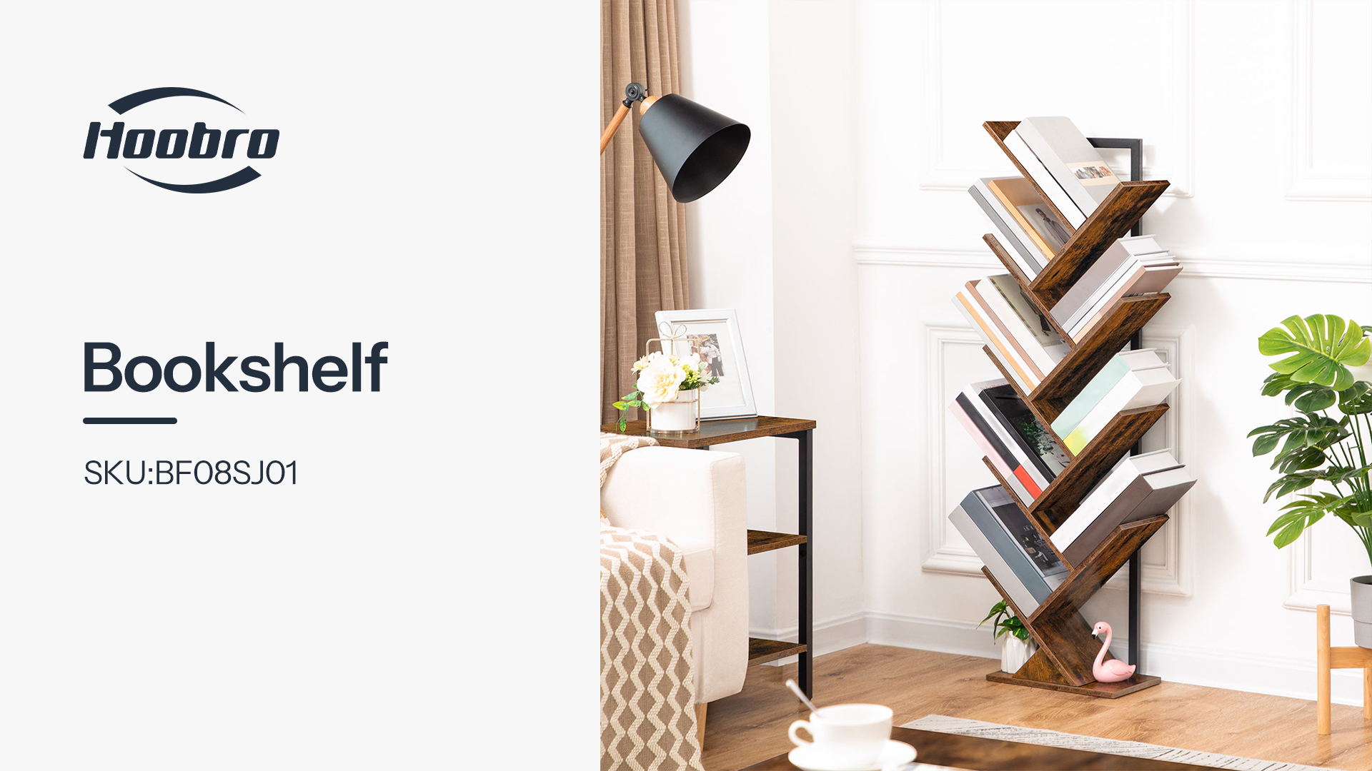gogobbo　BOOK SHELF Amazon.com: HOOBRO Tree Bookshelf, 9-Tier Bookcase Wooden Shelves
