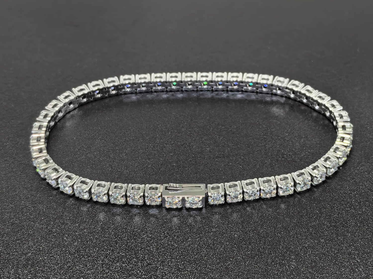 316L Stainless Steel Moissanite Tennis Bracelet for Women Men, 3/4/5MM D Color VVS1 Round Lab Created Moissanite Tennis Chain Bracelets Jewelry Gift