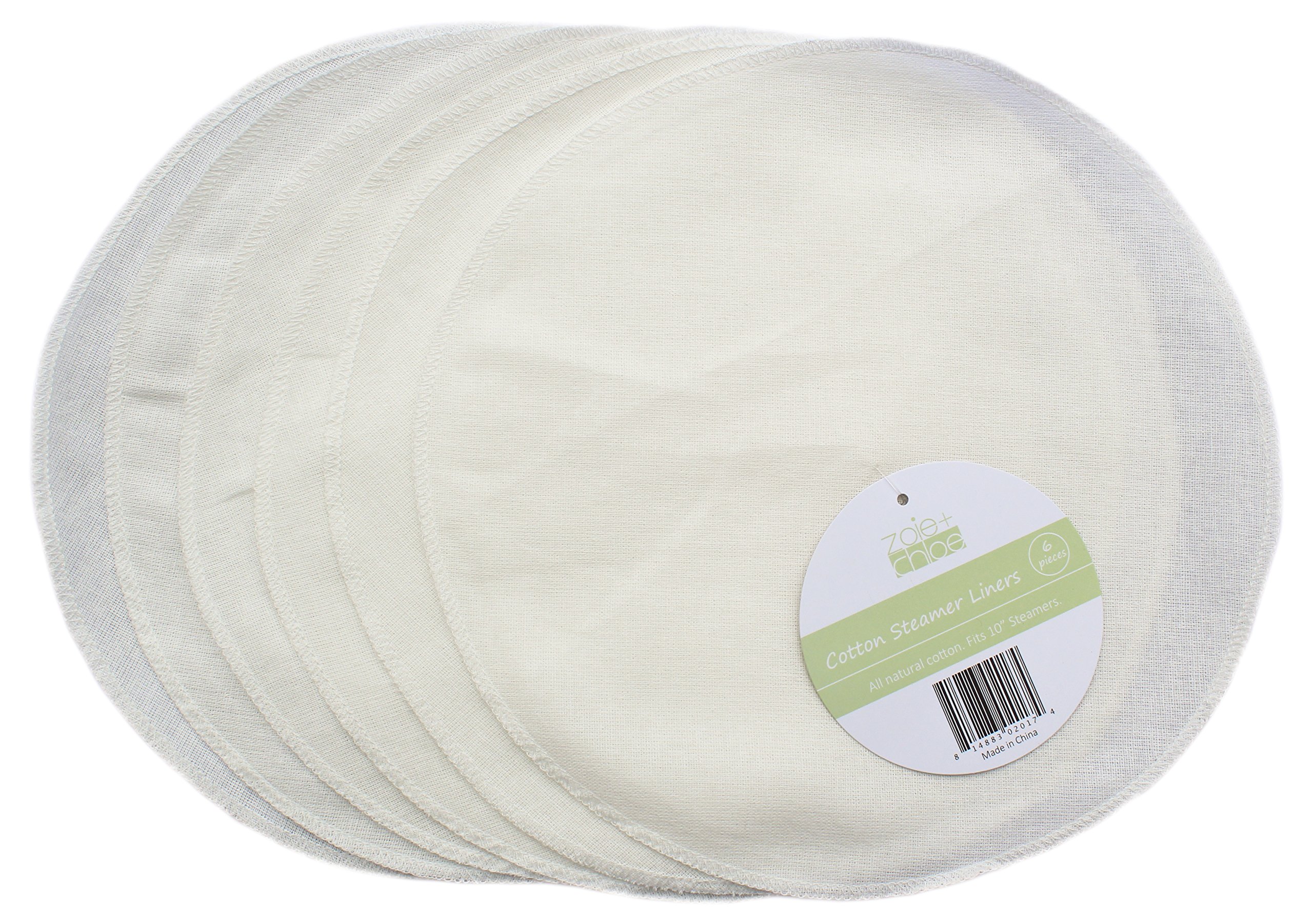 Zoie + Chloe 100% Cotton Reusable Liners for Bamboo Steamers - 6 Pack
