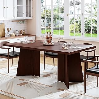 63" Long Dining Table for 6-8 People - Kitchen Table with Extra Thickened Tabletop & Heavy Duty Base Legs, Modern Rectangular Dinner Table for Kitchen, Conference Room, Home, Walnut
