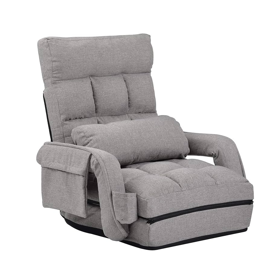 新品　座椅子 肘掛け サイドポケット付き　4way　リクライニング 42段ギア 座椅子 肘掛け サイドポケット付き ハイバック 42段階 連動肘