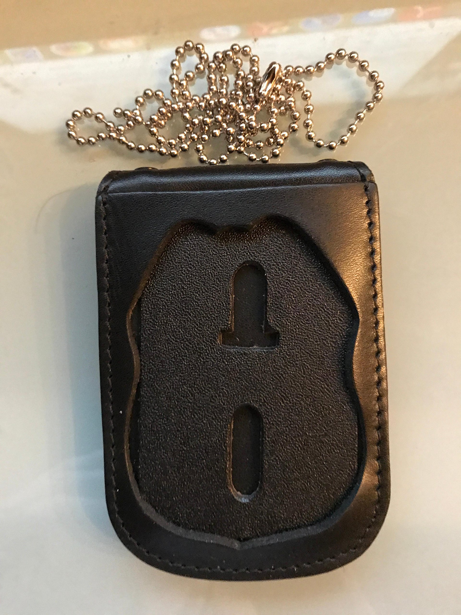 NY SERGEANT BADGE AND ID NECK HOLDER WITH BEADED CHAIN