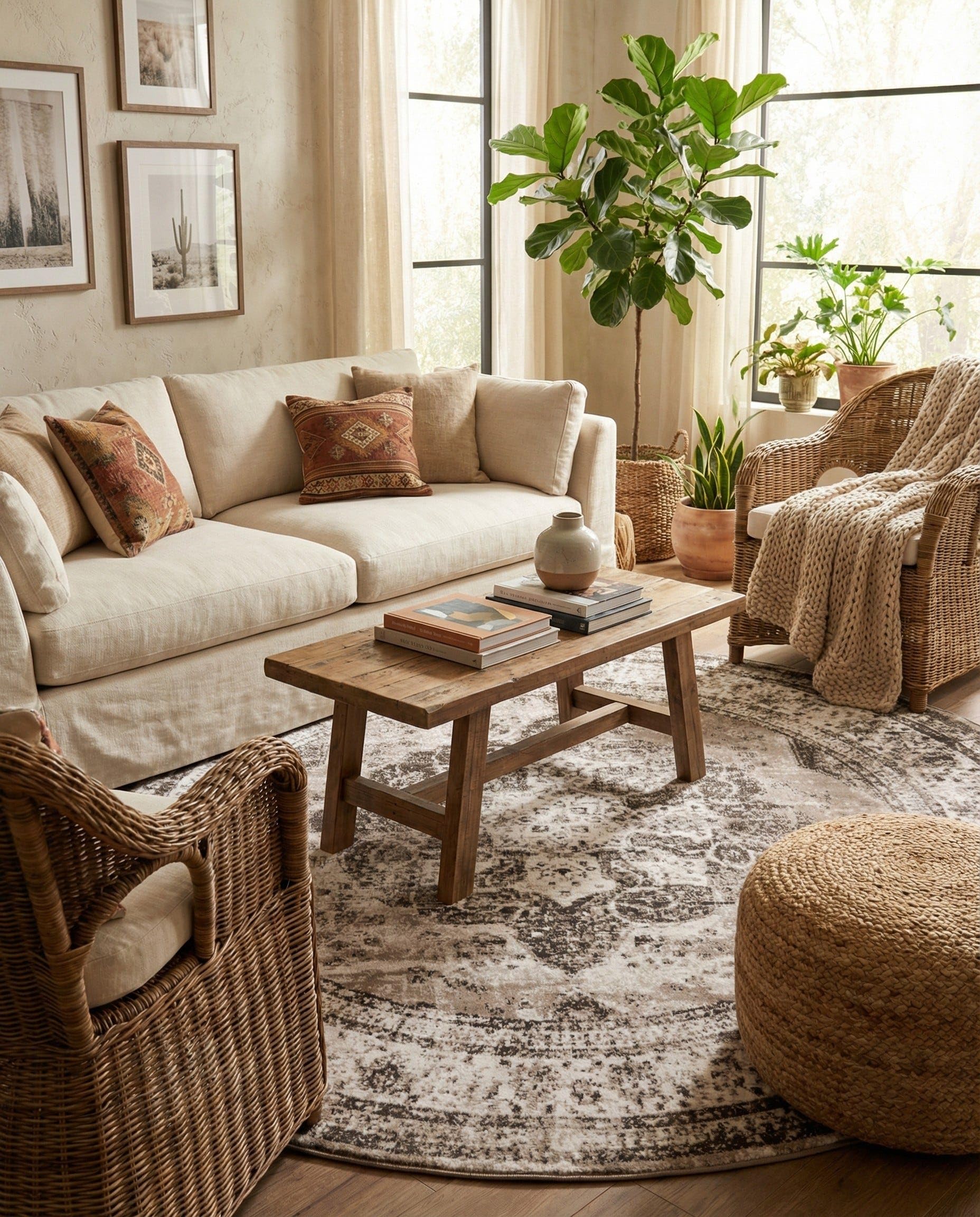 Rugs.com Monte Carlo Round Rug in Light Brown