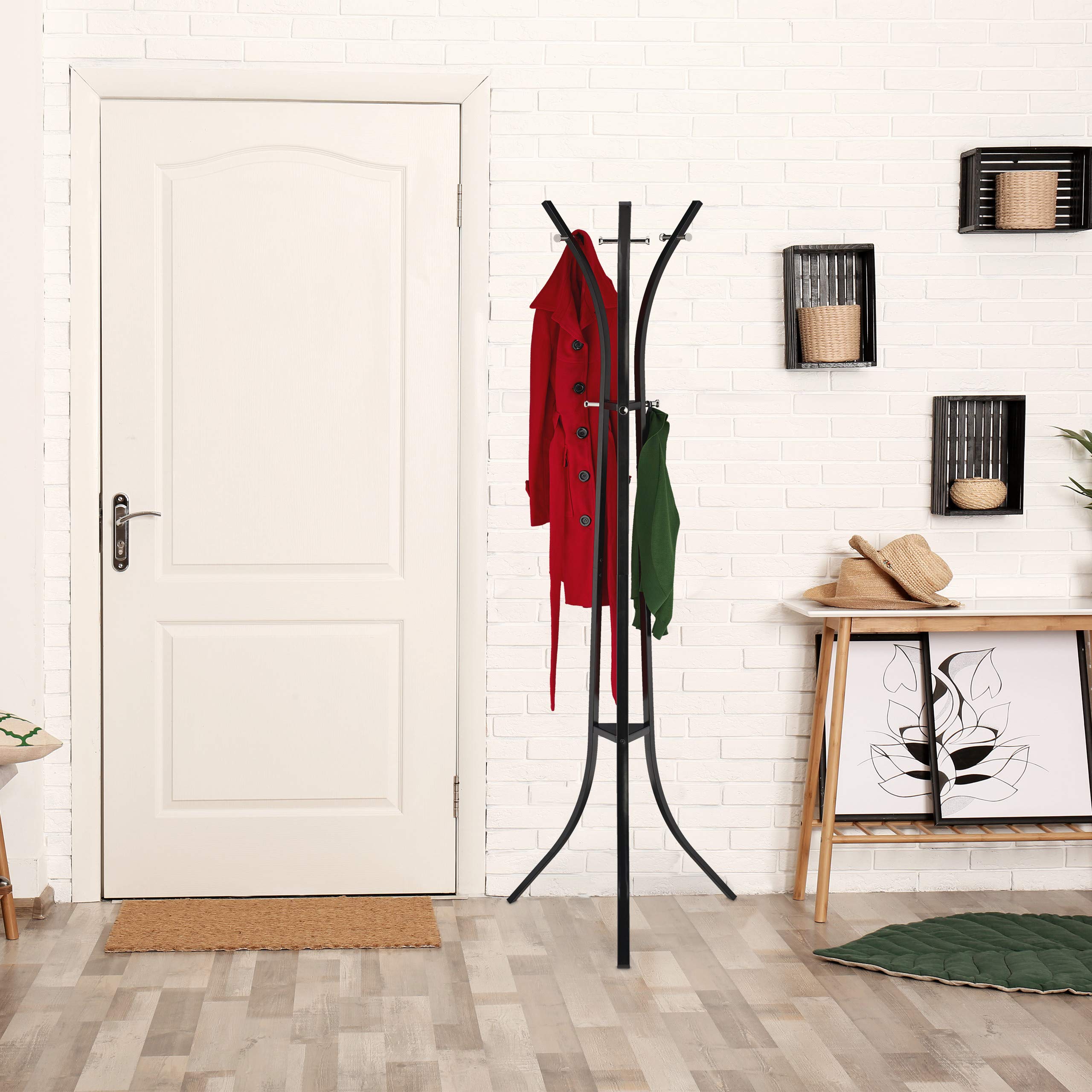 Relaxdays staande kapstok met 8 haken, 4 planken, 180x43x43 cm Relaxdays staande kapstok met 8 haken, 4 planken, 180x43x43 cm
