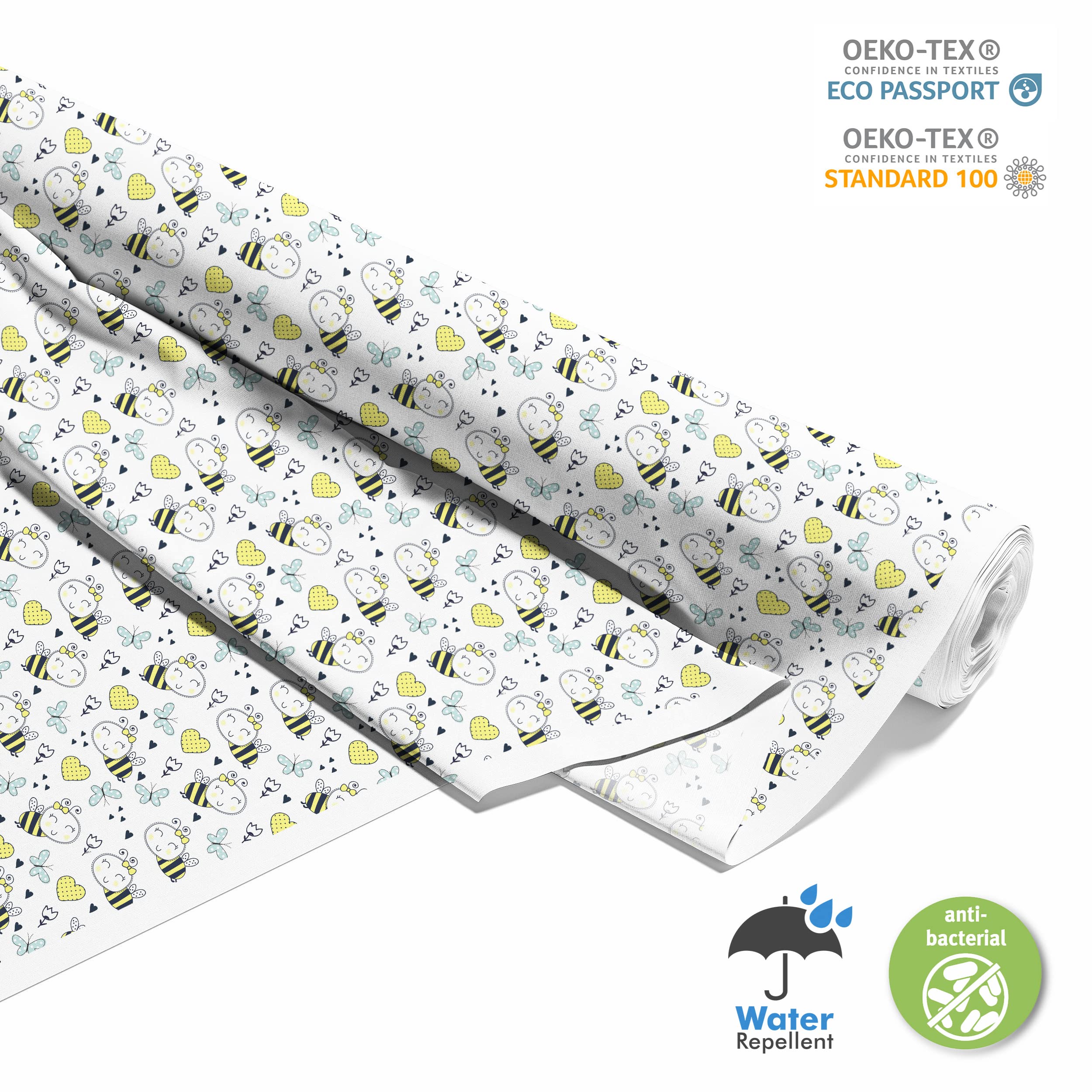 HEKO PANELS Tela Para Tapizar Impermeable Por Metro Telas Tintada Para Sofas Gruesa Resistente Al Desgaste Antimanchas Sillas Loneta Estampada Mariposas Abejas 5 Metros 155 x 500 cm