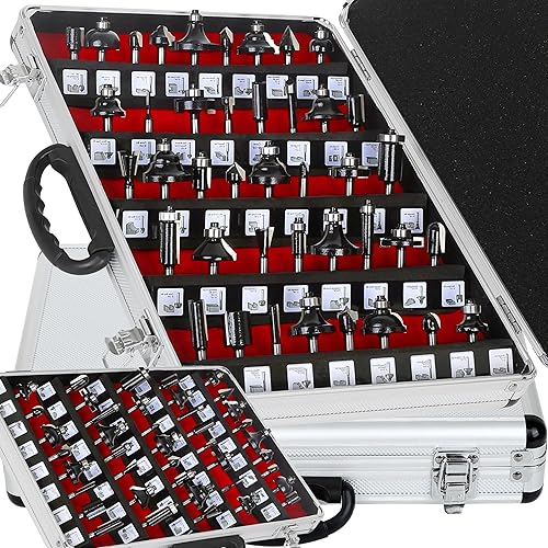 LEATBUY - Juego de brocas de fresado frontal para puerta y cajón de 1/4 pulgadas, 41 piezas, herramientas de fresado para carpintería, enrutador CNC