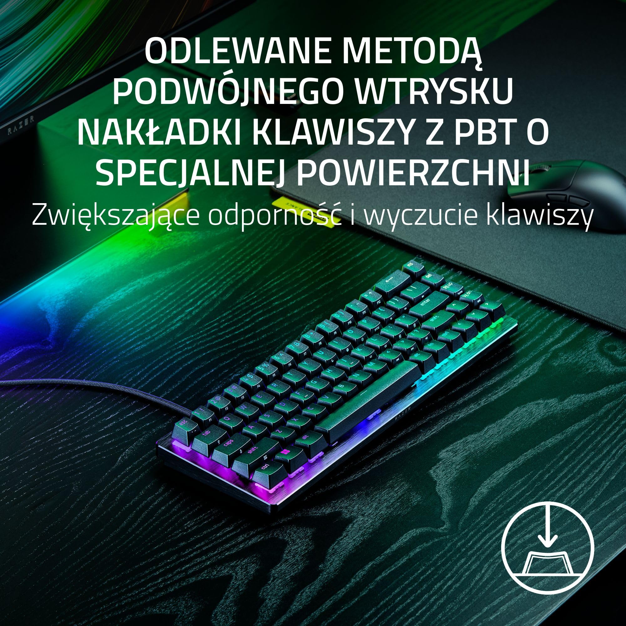 Razer Huntsman V3 HE Magnetic Mini 65% 8KHz - klawiatura do e-sportu z przełącznikami Hall-Effect - Snap Tap - HyperPolling 8000 Hz - priorytet podwójnego naciśnięcia klawisza - PC | QWERTY US