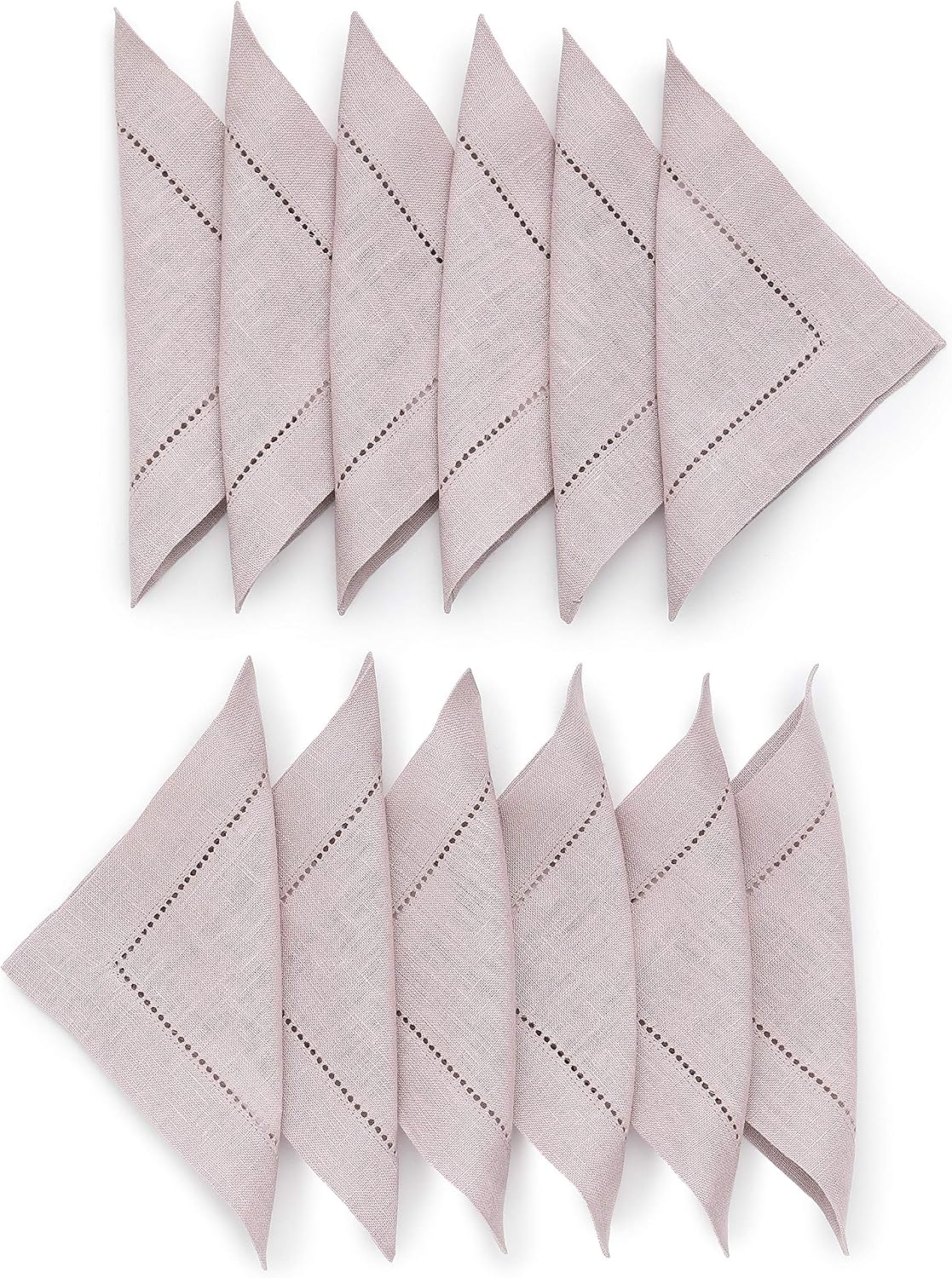 Solino Home Linen Cocktail Napkins Lilac – 100% Pure Linen Fabric 6 x 6 Inch Napkins for Coaster, Parties, Beverage, Dining – Set of 12, Handcrafted from European Flax – Classic Hemstitch