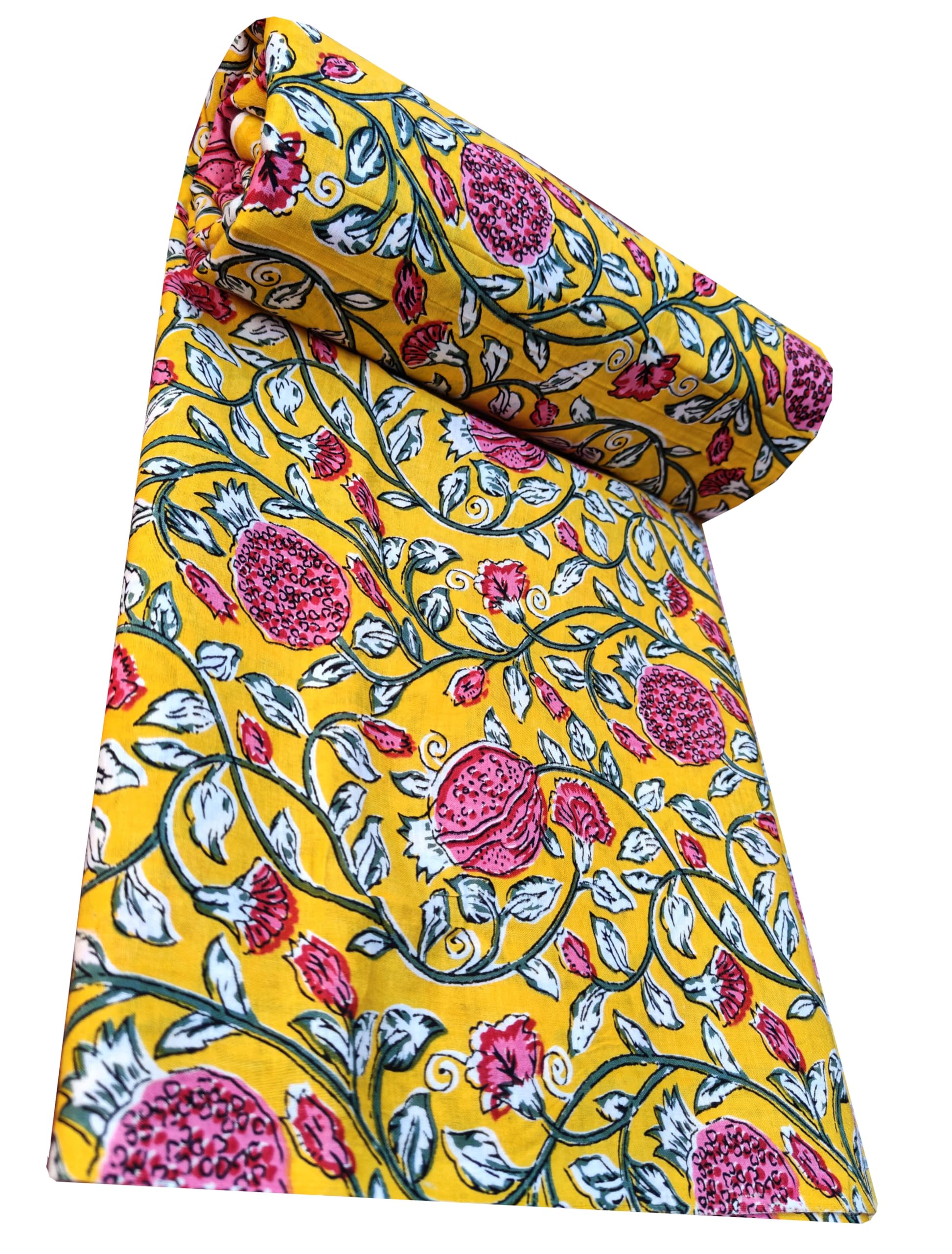 Malan bai 2 Meter Jaipuri Handmade Floral Printed Pure Cotton Unstitched Dress Material Sanganeri Fabric for Blouse/Plazzo,Kurti/Lehenga/Saree/Piece Material for Girl/Women-image-31