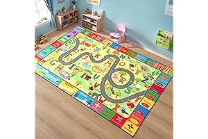 Terrug Kids Rugs for Playroom, Washable Educational Nursery Rug Carpet for Learning ABC Colors