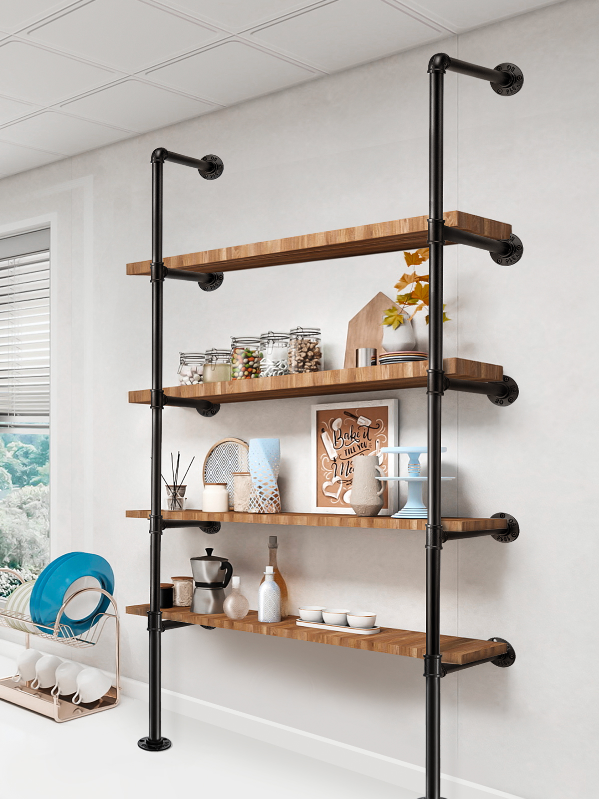 Amazon.com: Toemics Industrial Wall Mount Iron Pipe Shelf, 5