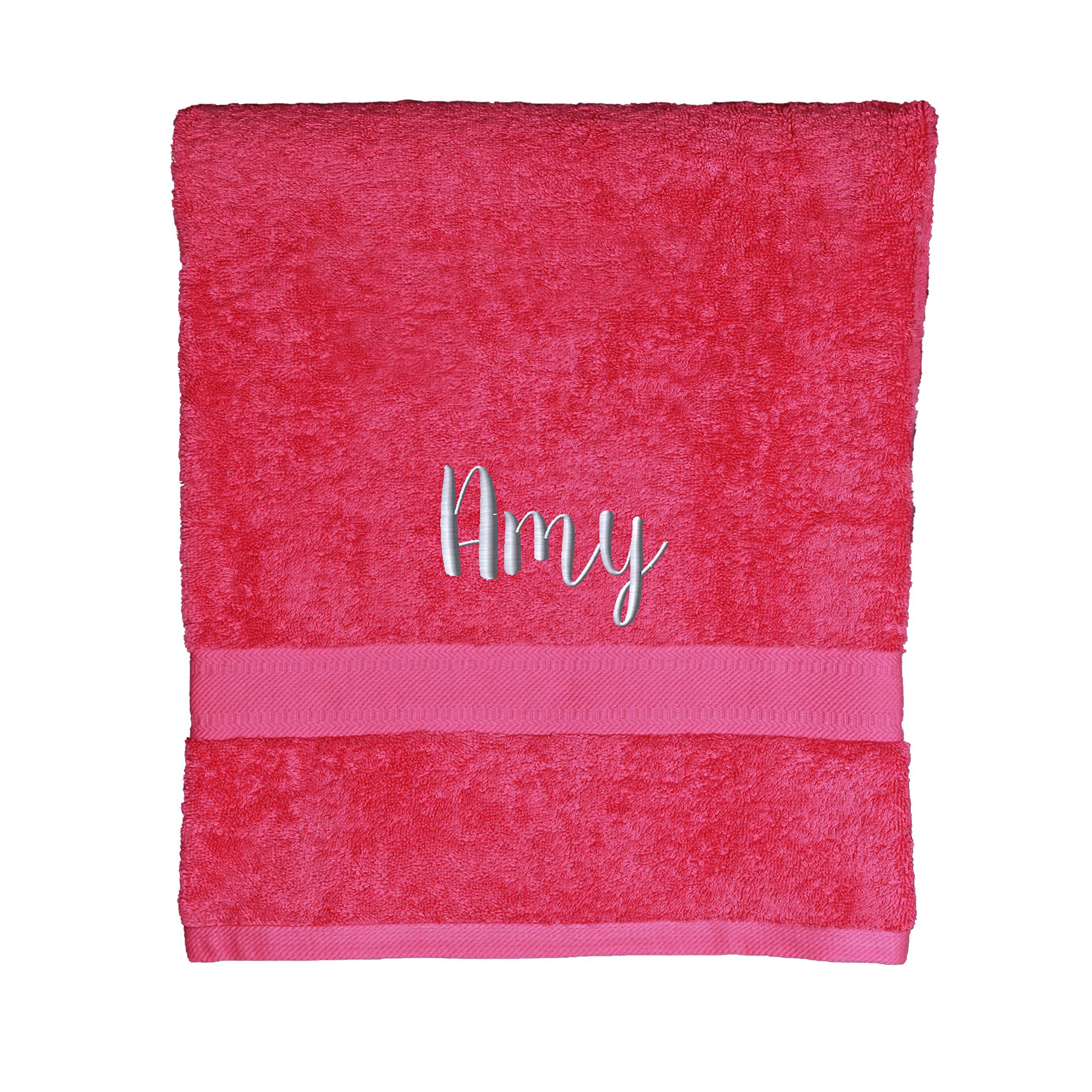 aztex Personalised Combed Cotton Towels, 100% Cotton - Bath Towel, Pink
