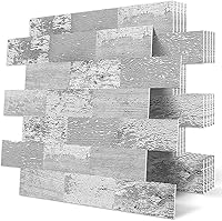 Vista 14 de DEWOO 20 hojas de azulejos de pared autoadhesivos estilo rustico para despegar y pegar para cocina estilo granja, aspecto de madera sintética