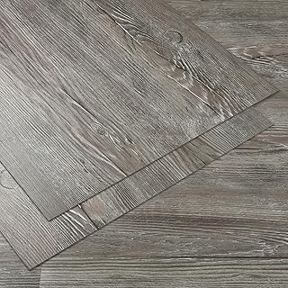 Stickyart Grey Wood Vinyl Floor Tile Peel and Stick Flooring Tiles 12"x12" Waterproof Pine Wood Planks for Wall Self Adhesive Vinyl Tile Flooring 4 PCS Sticky Floor Tiles for Bedroom Kitchen Office