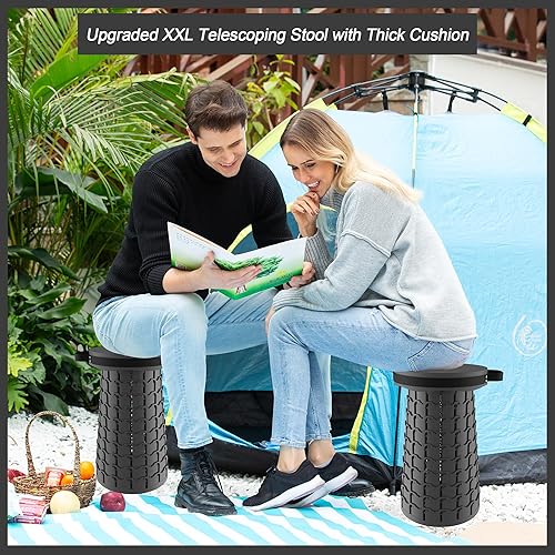 Miniatura 3 de ALEVMOOM Taburete plegable XXL mejorado de 19.7 pulgadas con cojín, taburete plegable portátil de alta resistencia, carga máxima de 1000 libras,
