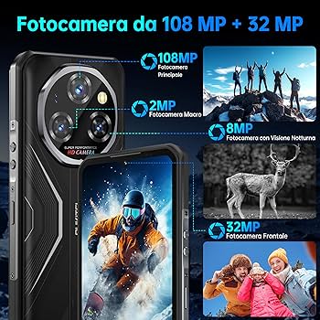 OUKITEL WP55 Ultra Rugged Smartphone 5G, 6.6 FHD+ 120Hz, 48GB +512GB/TF 2TB, Unbreakable Android 15 Phone, 11000mAh/33W, 108MP+32MP+8MP, Thermography/5G Dual SIM/NFC/OTG/Face ID, Black