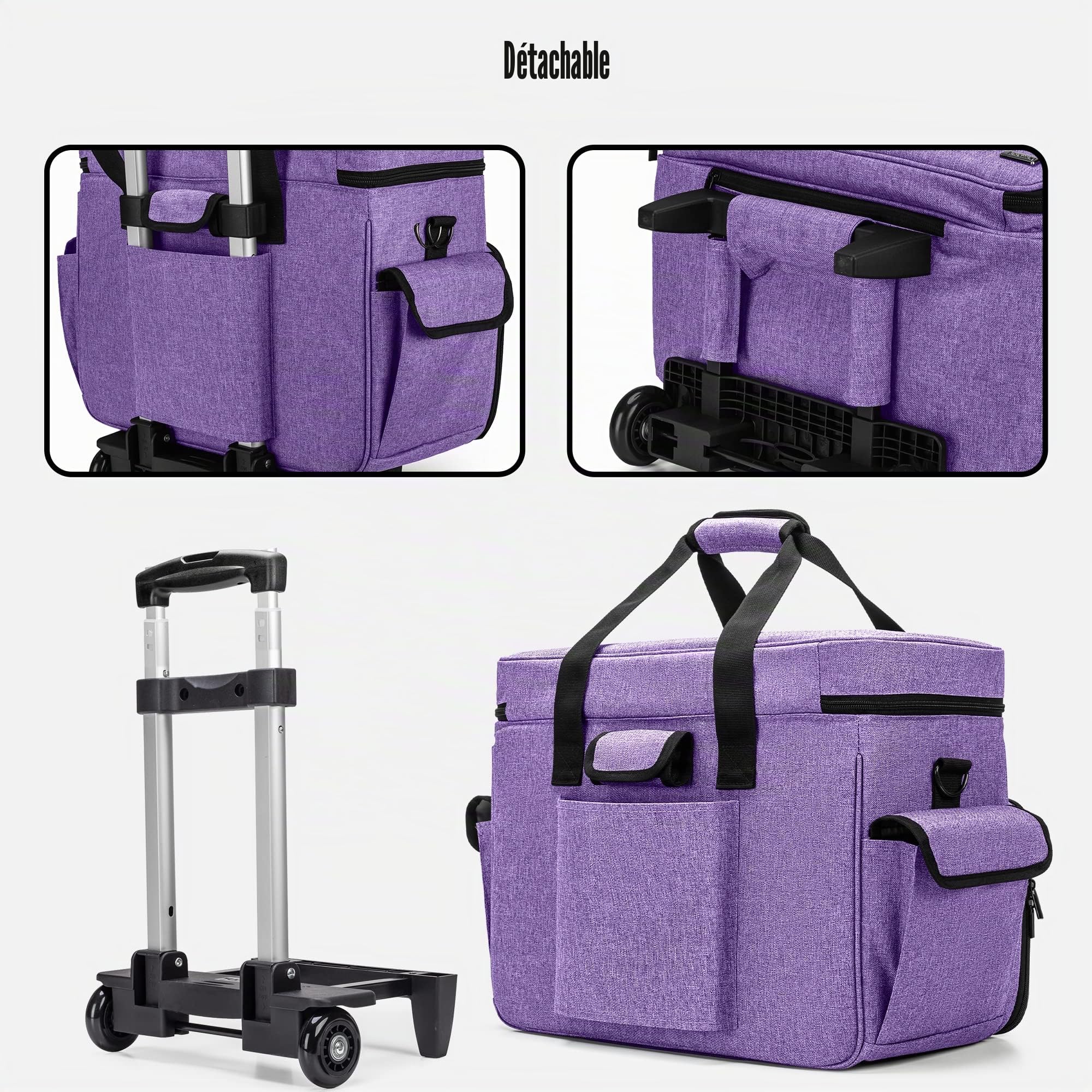 Teamoy Sac à roulettes pour Machine à Coudre, Pourpre | Mallettes à roulettes Amovible pour Machine à Coudre avec Coussin de Soutien Inférieur