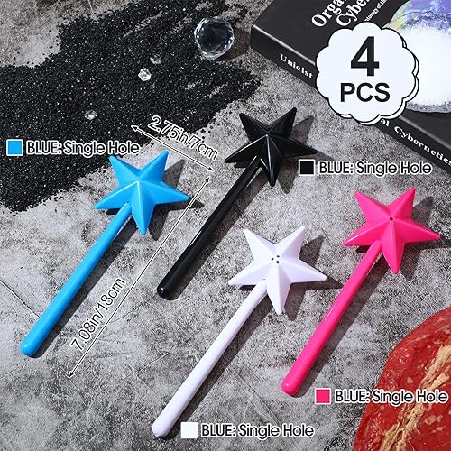 Miniatura 2 de Qinyoung 4 piezas de varita mágica, salero y pimentero, salero de estrella, varita de sal y pimienta, accesorios de cocina, 2 para 3 agujeros, 2