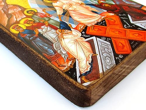 Miniatura 4 de Icono de madera griego cristiano ortodoxo madera de la resurrección / MP2