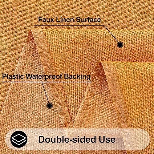 Miniatura 4 de smiry Mantel rectangular de lino sintético, mantel de tela lavable impermeable, fundas decorativas lavables para cocina, comedor, fiestas, 60 x 120