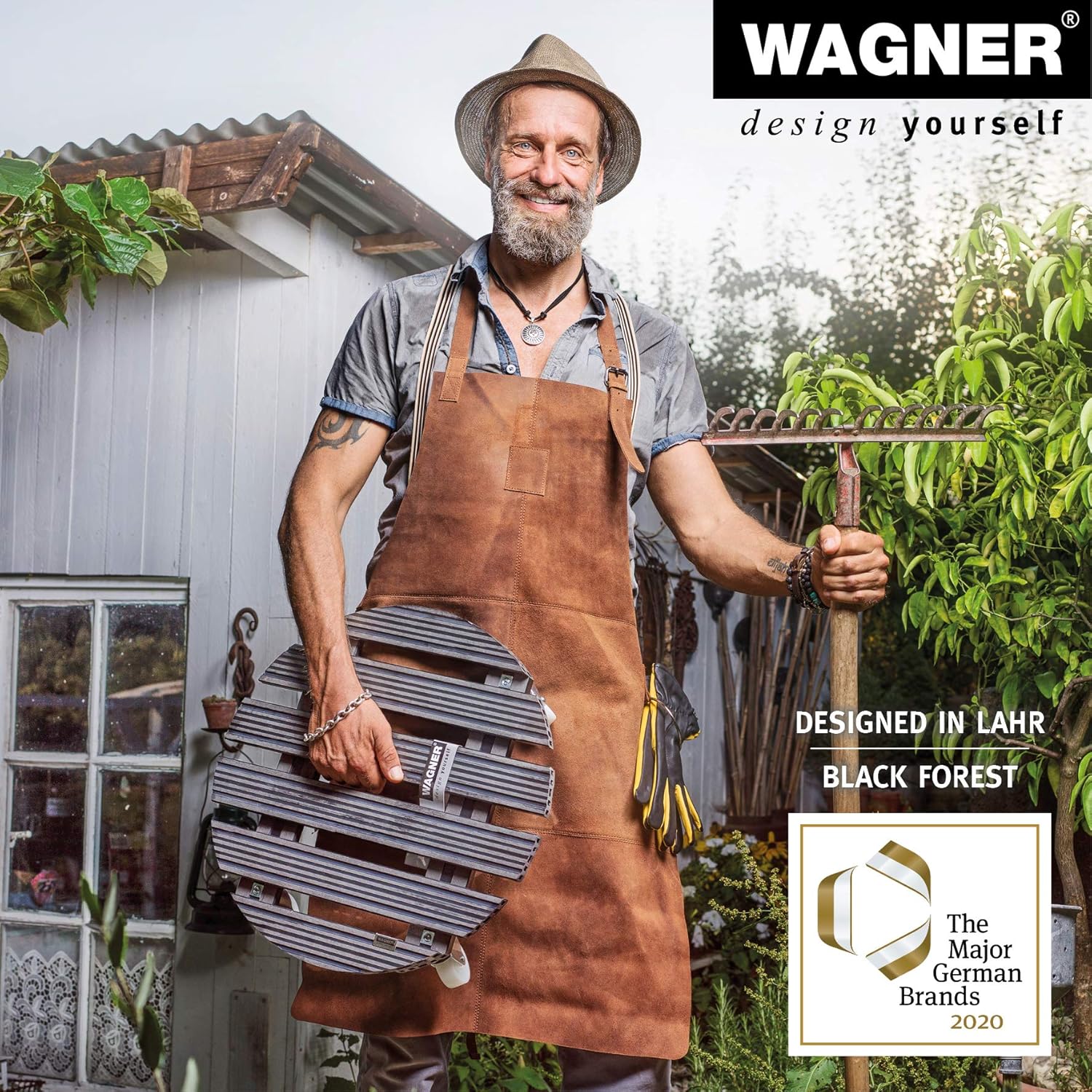 WAGNER Plant Caddy WPC - 11.42 x 11.42 x 2.95 in - Flower Caddy for Indoor + Outdoor, Plant Stand Made of FSC® Wood Plastic Composite, Charcoal, 2 Breaks, Load Capacity 176 lbs - 20052001