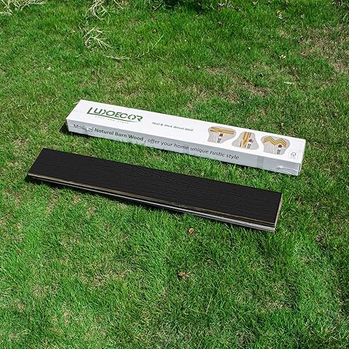 Miniatura 6 de Luxdecor Real Wood Wall Planks - White Shiplap Boards 5" Peel and Stick - 10 Pieces, 12.5 Sq Ft 09-negro