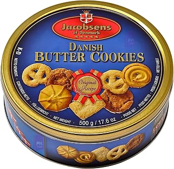 Jacobsen s of Denmark Butter & Chocolate Chip Cookies Assortment 500g in Decorative Reusable Tin - Biscuits Gift Set