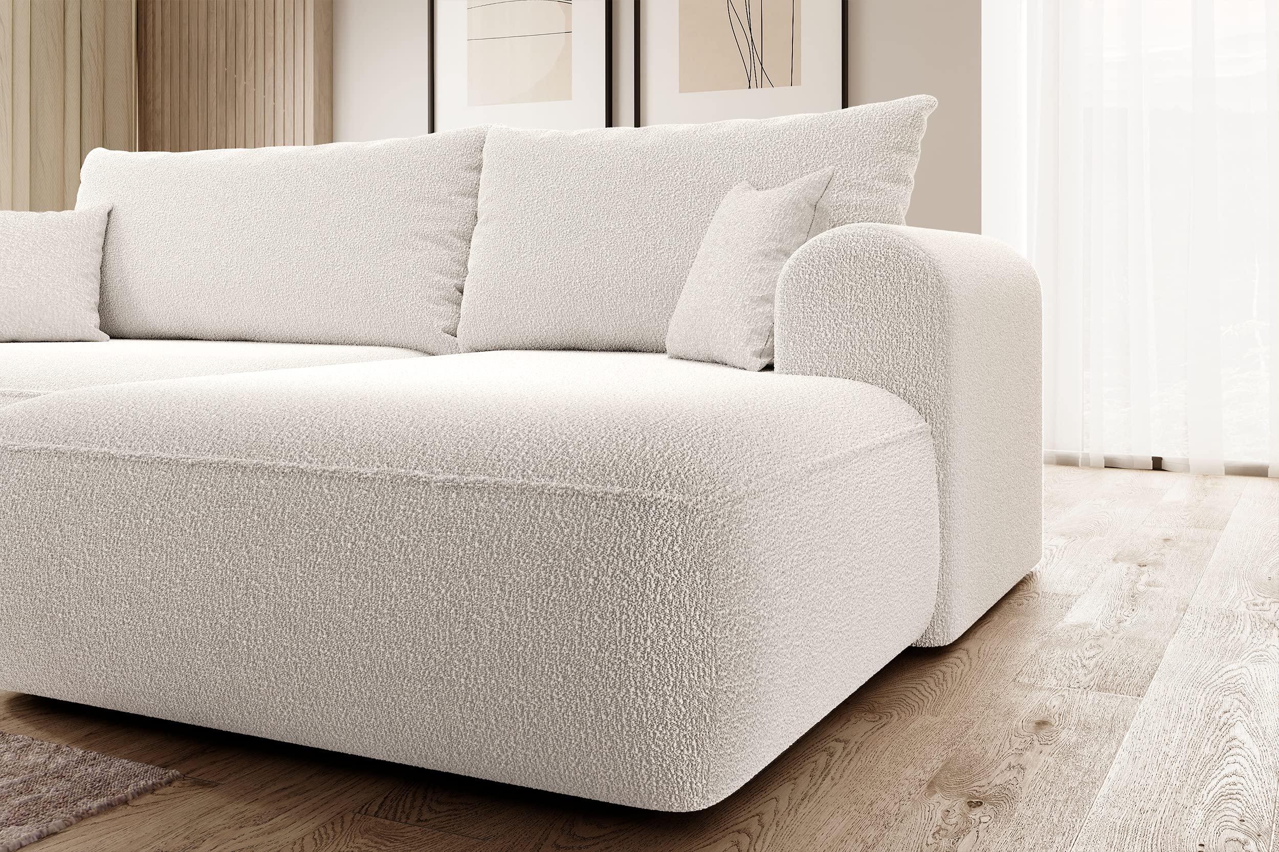 Selsey Divano Angolare OVO Con Letto E Contenitore - Forma L Sinistra, Grigio Velluto, Facile Da Pulire, 260x165 Cm - 3
