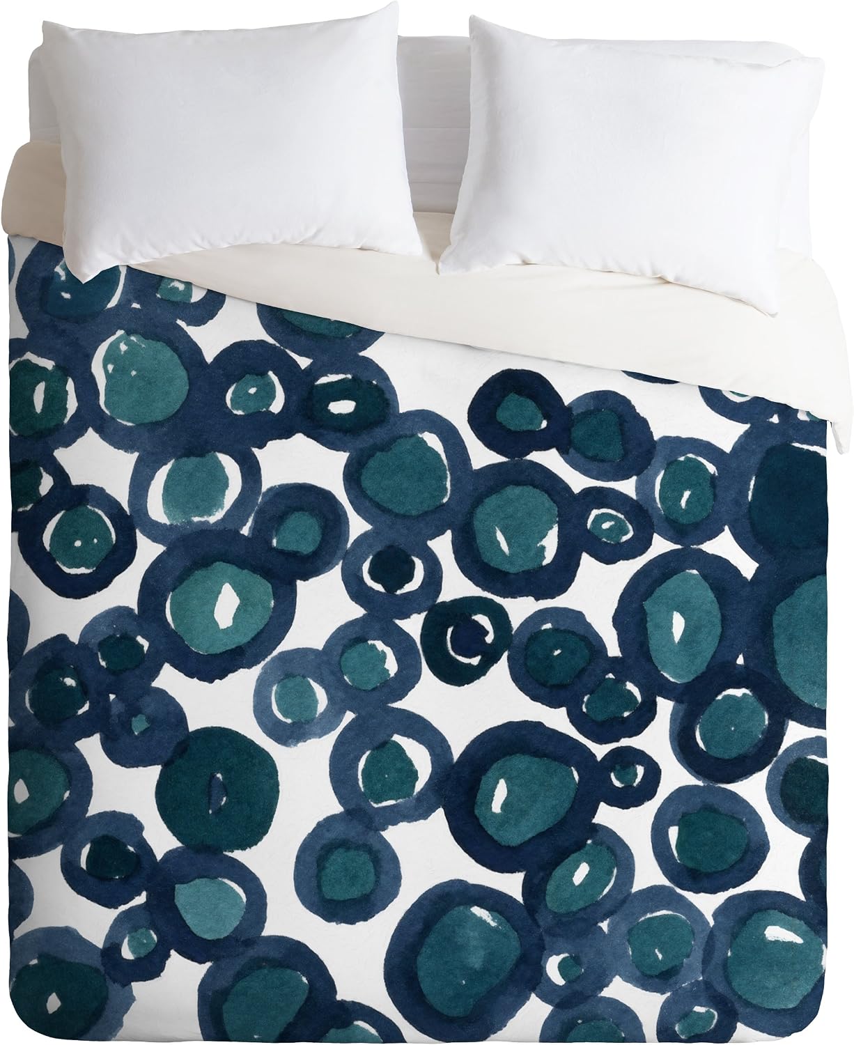 Deny Designs Social Proper Saltwater Duvet Cover with Pillowcase(s), Queen, Blue