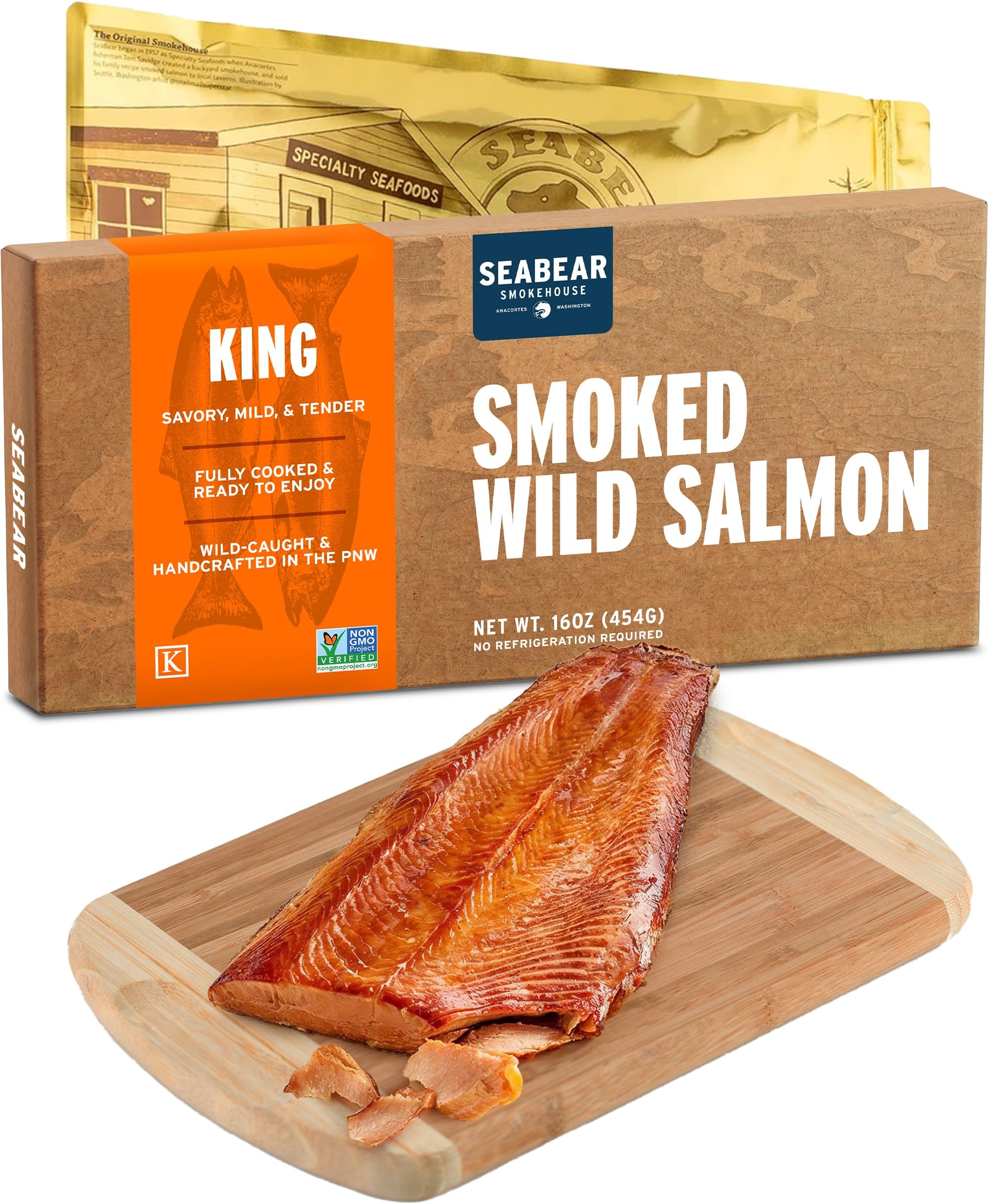 SeaBear Smoked Wild King Salmon Fillet Gift Box - 1 lb