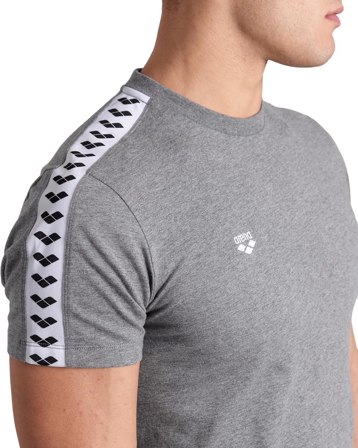 ARENA Men's Team T-Shirt Soft 100% Cotton Slim Fit Short Sleeve Casual and Athletic Wear, Small, Dark Grey Melange/White/Black