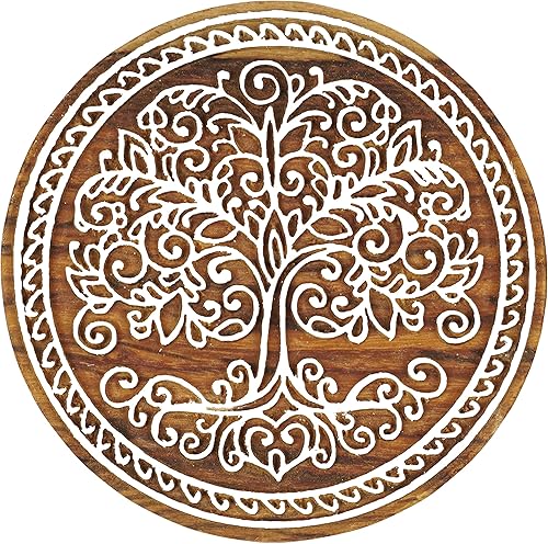 Bloque de impresión textil, árbol de la vida, sello de madera tallado a mano, estampado de bloques de madera, sello textil para bloques de