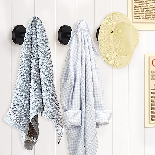Miniatura 5 de Bathroom Robe Towel Hooks Coat Matte Black Wall Hook Stainless Steel Heavy Duty Door Hanger Towel Robe Clothes Cabinet Closet Sponges Hook for