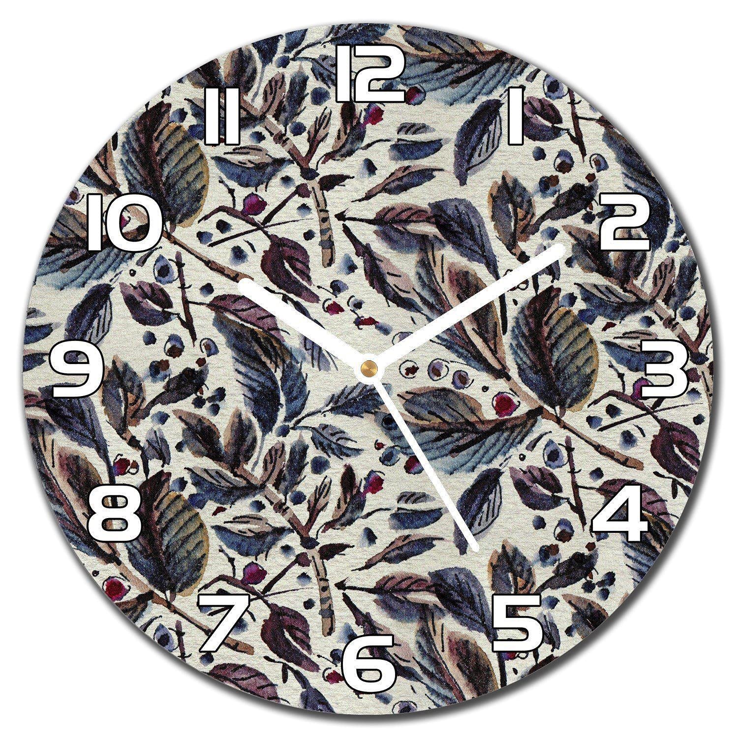 Horloge en verre 30 cm motif feuille vintage Coloray